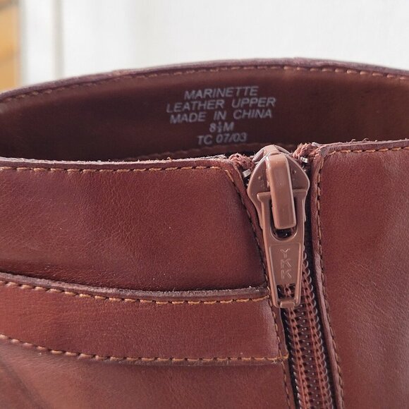 Liz Claiborne Villager Leather Two-Tone Cognac Square Toe Boot (Size 8.5) - Picture 5 of 11